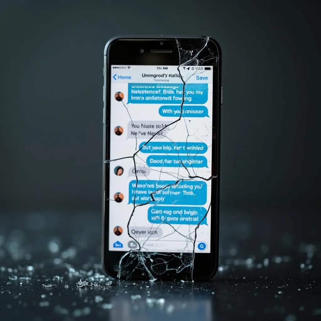 Teléfono roto o mensajes no leídos simbolizando mala comunicación